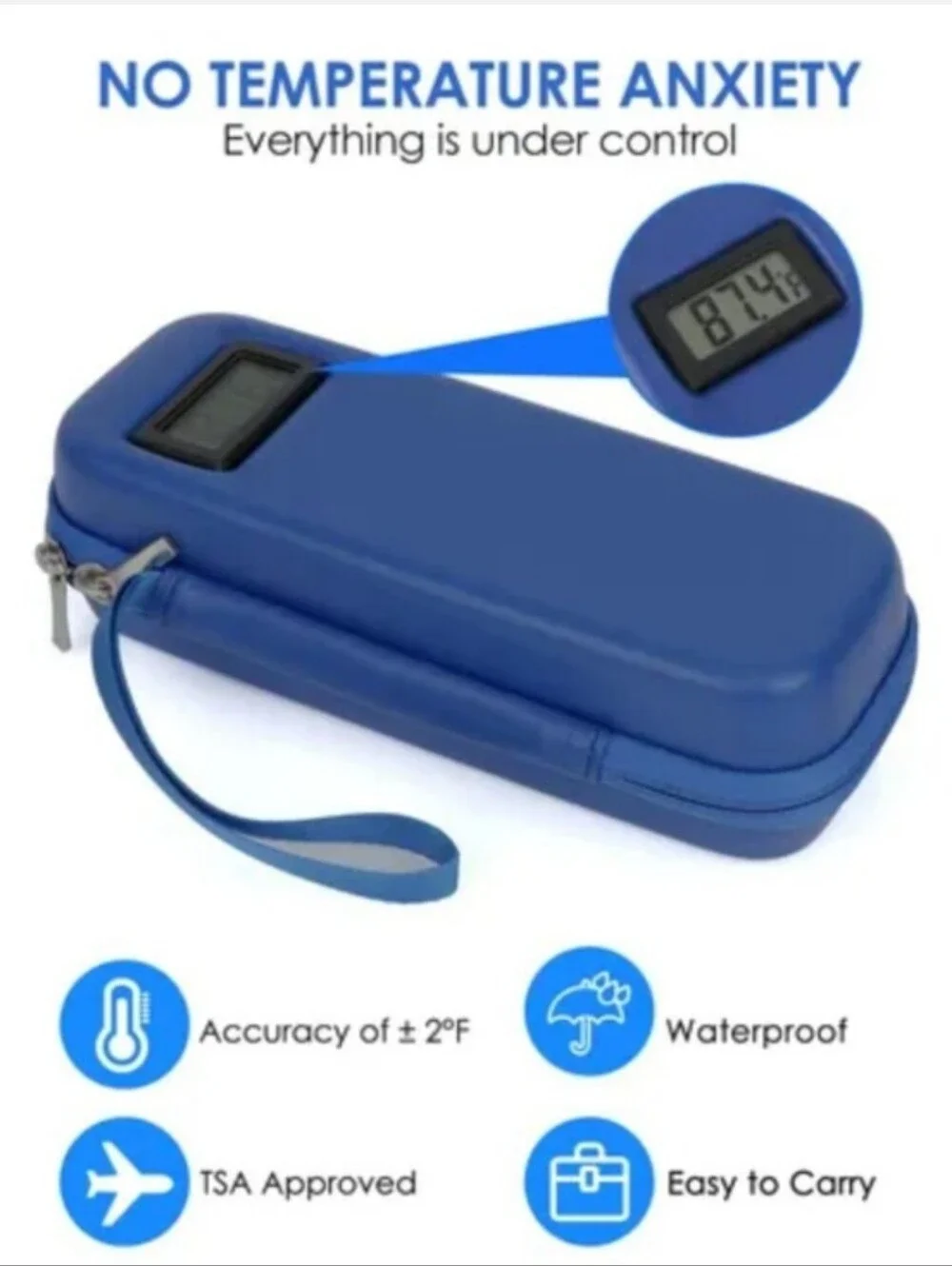 Portable Blue Power Bank with LCD Charge Meter
